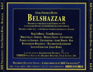 Jürgen Budday, Hannoversche Hofkapelle, Maulbronner Kammerchor - George Frideric Handel: Belshazzar (2005)