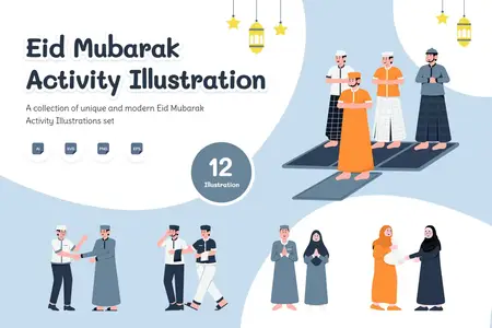 EE - Eid Mubarak Activity Illustration QK8NPPC