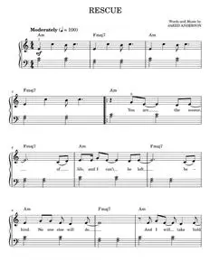 Rescue - Jared Anderson (Easy Piano)