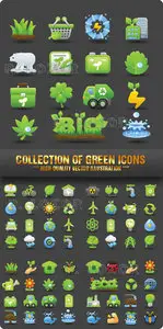 Stock Vector - Collection of Green Icons