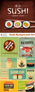 Vectors - Sushi Backgrounds Set