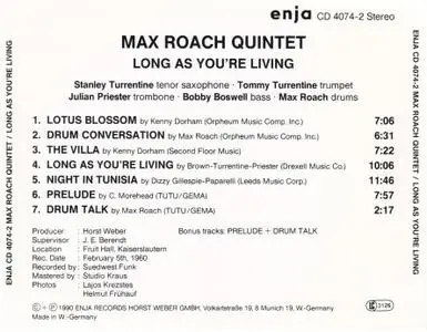Max Roach Quintet - Long As You're Living (1960) {Enja CD 4074-2 rel 1990}