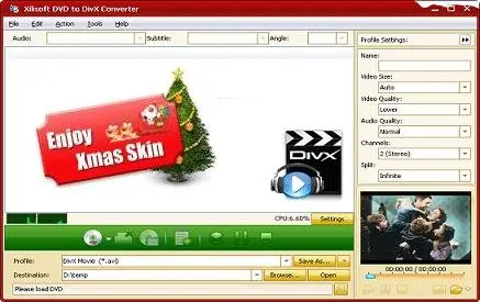 Xilisoft DVD To DivX Converter v5.0.47 Build 1225 (XMAS Skin) 