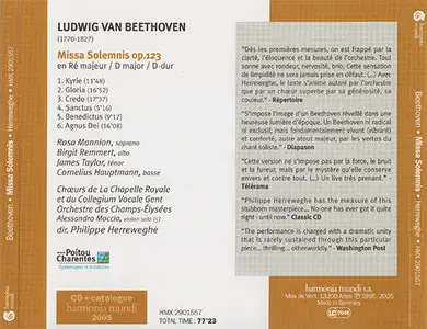 Beethoven - Collegium Vocale Gent / Herreweghe - Missa Solemnis in D major Op. 123 (1995, Harmoni Mundi # HMX 2901557) [RE-UP]