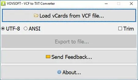 VovSoft VCF to TXT Converter 2.0