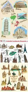 Vectors - Colorful Landmark Elements 4