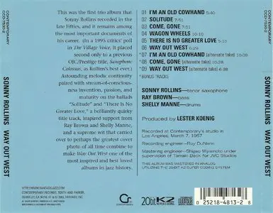 Sonny Rollins - Way Out West (1957) {Contemporary 20-bit K2 Limited Edition}