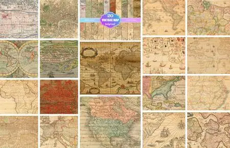 20 Wooden Vintage Maps Textures