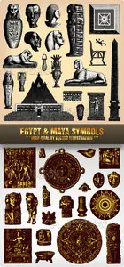 Stock Vector - Egypt & Maya Symbols