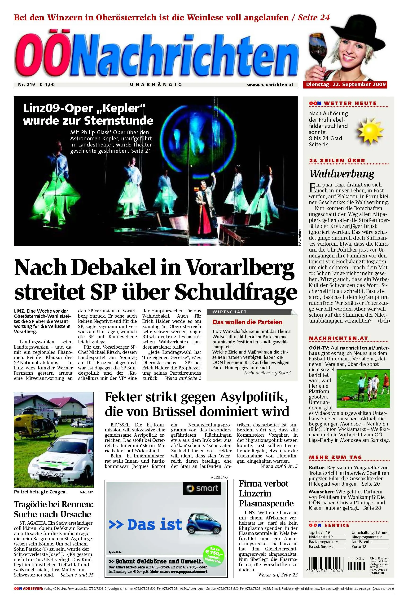 Oberoesterreichische Nachrichten vom 22. September 2009