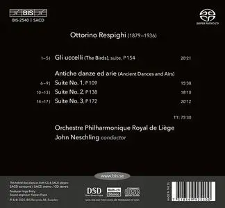 John Neschling, Orchestre Philharmonique Royal de Liège - Ottorino Respighi: Gli uccelli; Antiche danze ed arie (2023)