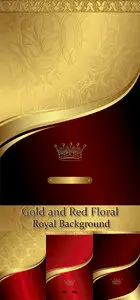 Gold and Red Floral Royal Background 