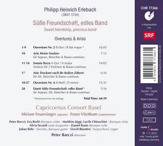 Peter Barczi, Capricornus Consort Basel - Philipp Heinrich Erlebach: Süße Freudschaft, edles Band (2012)