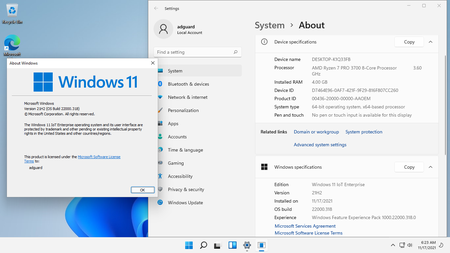 Windows 11 IoT version 21H2 build 22000.318