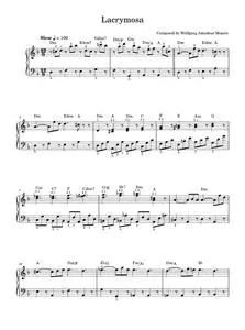 Lacrymosa from Requiem K626 - Wolfgang Amadeus Mozart (Easy Piano)