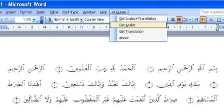Insert Quran in Microsoft Office Softwares