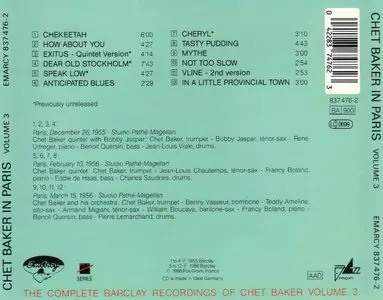 Chet Baker - The Complete Barclay Recordings Of Chet Baker, Chet In Paris, Vol. 1-4 (1955-56) {4CD Set, EmArcy Remaster 1988}