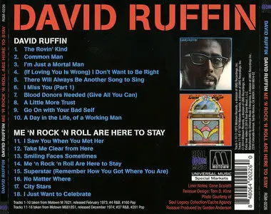 David Ruffin - 'David Ruffin' (1973) + 'Me 'N Rock 'N Roll Are Here To Stay' (1974) 2LP in 1CD, Remastered Reissue 2014