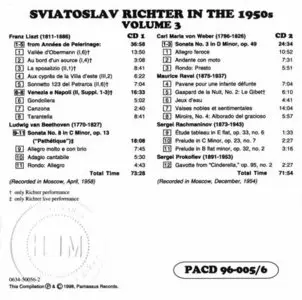 Sviatoslav Richter in the 1950s Vol. III · Liszt·Beethoven·Ravel·Rachmaninov·Prokofiev [Re-up]