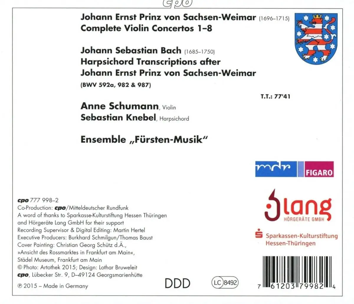 Sebastian Knebel - Johann Ernst Prinz von Sachsen-Weimar: Complete Violin Concertos (2016)