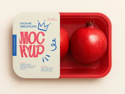 Template Pomegranate Packaging Mockup - Fresh Fruit Container, Plastic Tray Box Display 1668389138