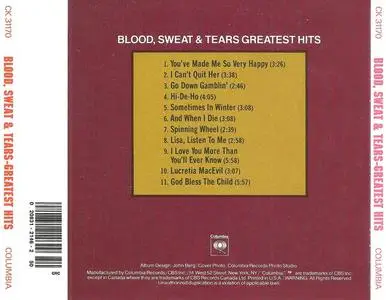 Blood, Sweat & Tears - Greatest Hits (1972) {1990 Columbia House Club}