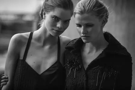 Lara Stone and Elisa Hupkes by Peter Lindbergh for Vogue Netherlands October 2016