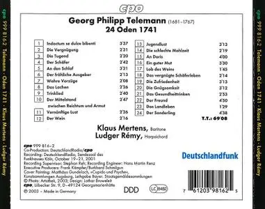Klaus Mertens, Ludger Rémy - Telemann: Oden 1741 (2003)