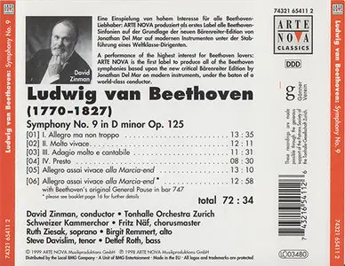 Beethoven - Zinman, TonhalleOrch. Zürich - Symphoy No. 9 (1998, Arte Nova # 74321 65411 2)
