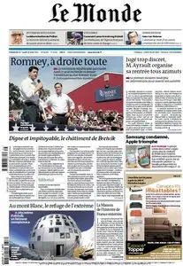 Le Monde et Suppléments du Dimanche 26 et Lundi 27 Aout 2012