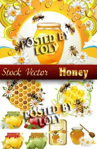 Honey and Bees - Stock Vector