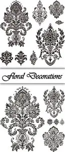 Damask Floral Decorations Vector