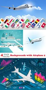 Vectors - Backgrounds with Airplane 2