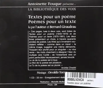 Andrée Chedid, "Textes pour un poème / Poèmes pour un texte"