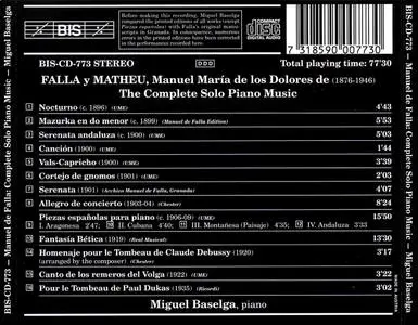 Miguel Baselga - Manuel de Falla: The Complete Solo Piano Music (1996)