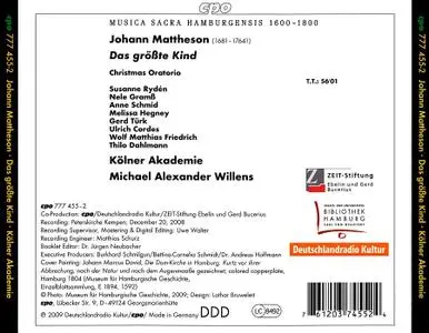 Michael Alexander Willens, Kolner Akademie - Johann Mattheson: Das größte Kind / Christmas Oratorio (2009)