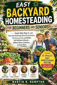 EASY BACKYARD HOMESTEADING FOR BEGINNERS AND SENIORS: Simple Daily Steps to Grow Your Own Food, Raise Small Animals, Cut