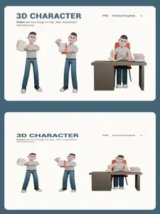 3D Cartoon Writer Character for Projects C56TRZD