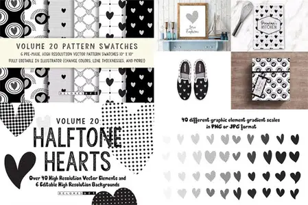 Halftone Hearts Elements - Patterns for Illustrator