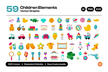 EE - Vector Children Stuff Elements VSUEJUP