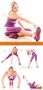 Woman doing aerobic exercises photo