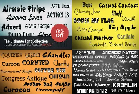 InkyDeals - The Ultimate Font Collection: 10,000 Commercial Use Fonts