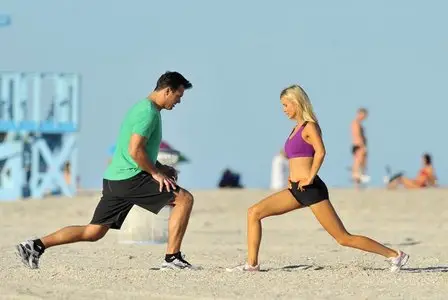 Joanna Krupa exercising on the sands of beach in Miami November 3, 2012