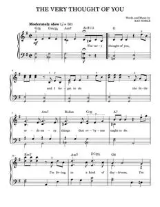 The Very Thought Of You - Frank Sinatra, Kate Smith, Nat King Cole, Ray Conniff, Ray Noble, Rick Nel (Easy Piano)