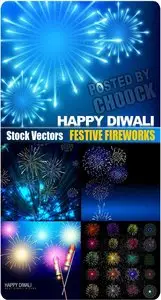 Festive fireworks - Stock Vector