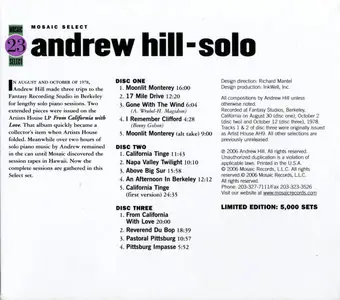 Andrew Hill - Mosaic Select 23: Solo (2006) {3CD Set, Mosaic Records MS-023 rec 1978}