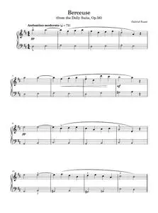 Berceuse - Gabriel Fauré (Piano-Vocal-Guitar (Piano Accompaniment))