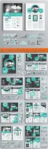 Corporate identity template brochure layout and infographics vector 7