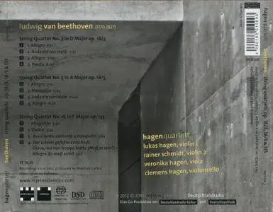 Beethoven - String Quartets op. 18/3, 18/5 & 135 - Hagen Quartett (2013) {Myrios Classics MYR009}