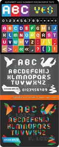 Alphabet and numbers paper tape vector